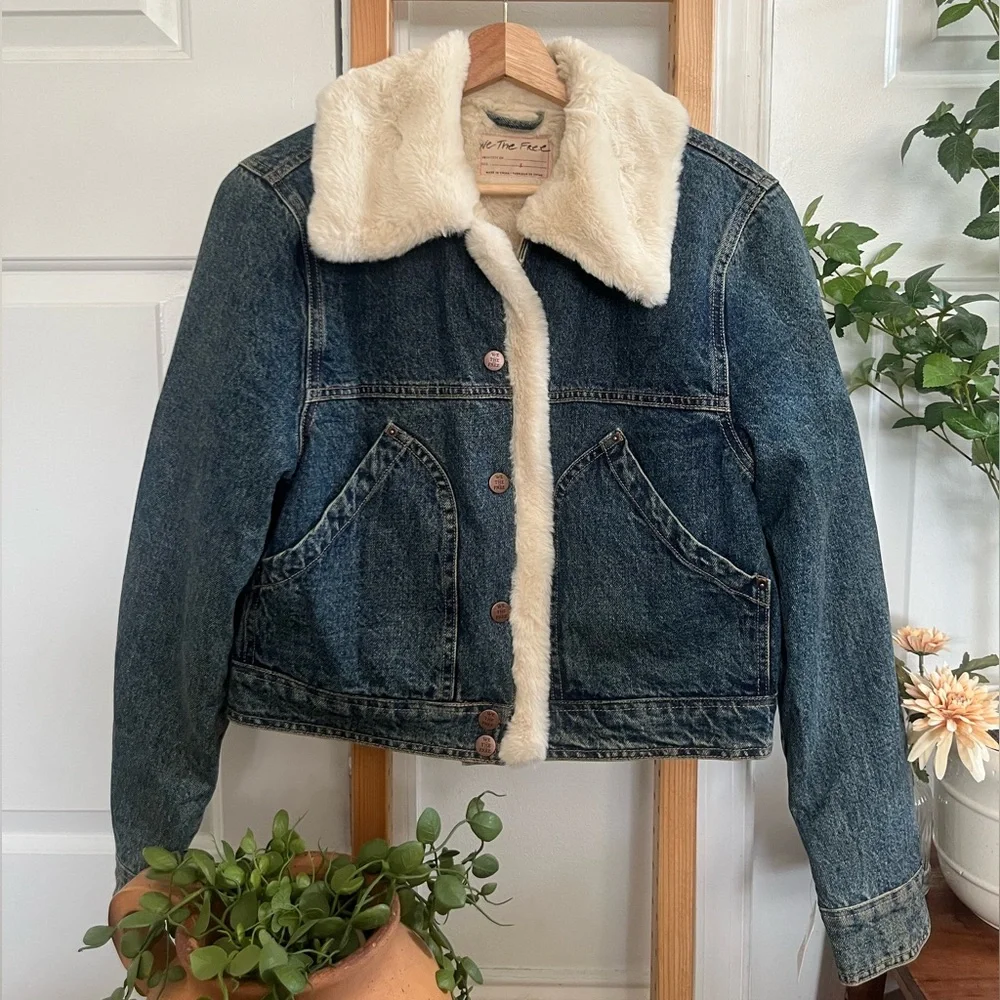 We The Free Tia Cozy Faux Fur Lined Denim Jacket